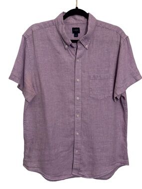 J. Crew Men’s Size Large Purple Check Houndstooth Button Up Shirt Beach Preppy